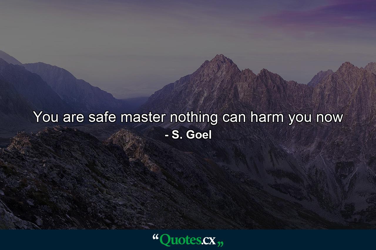 You are safe master nothing can harm you now - Quote by S. Goel