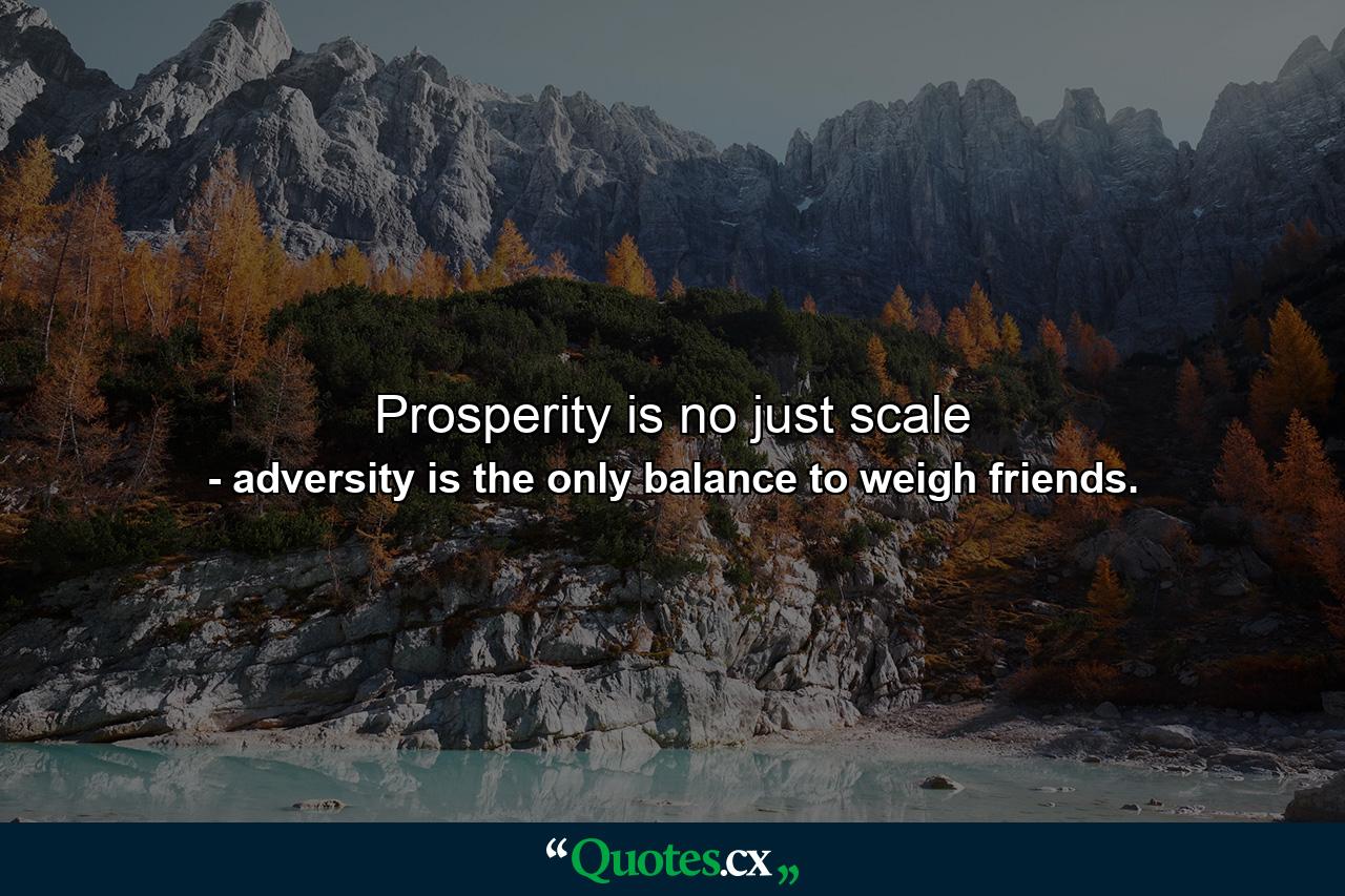 Prosperity is no just scale - Quote by adversity is the only balance to weigh friends.