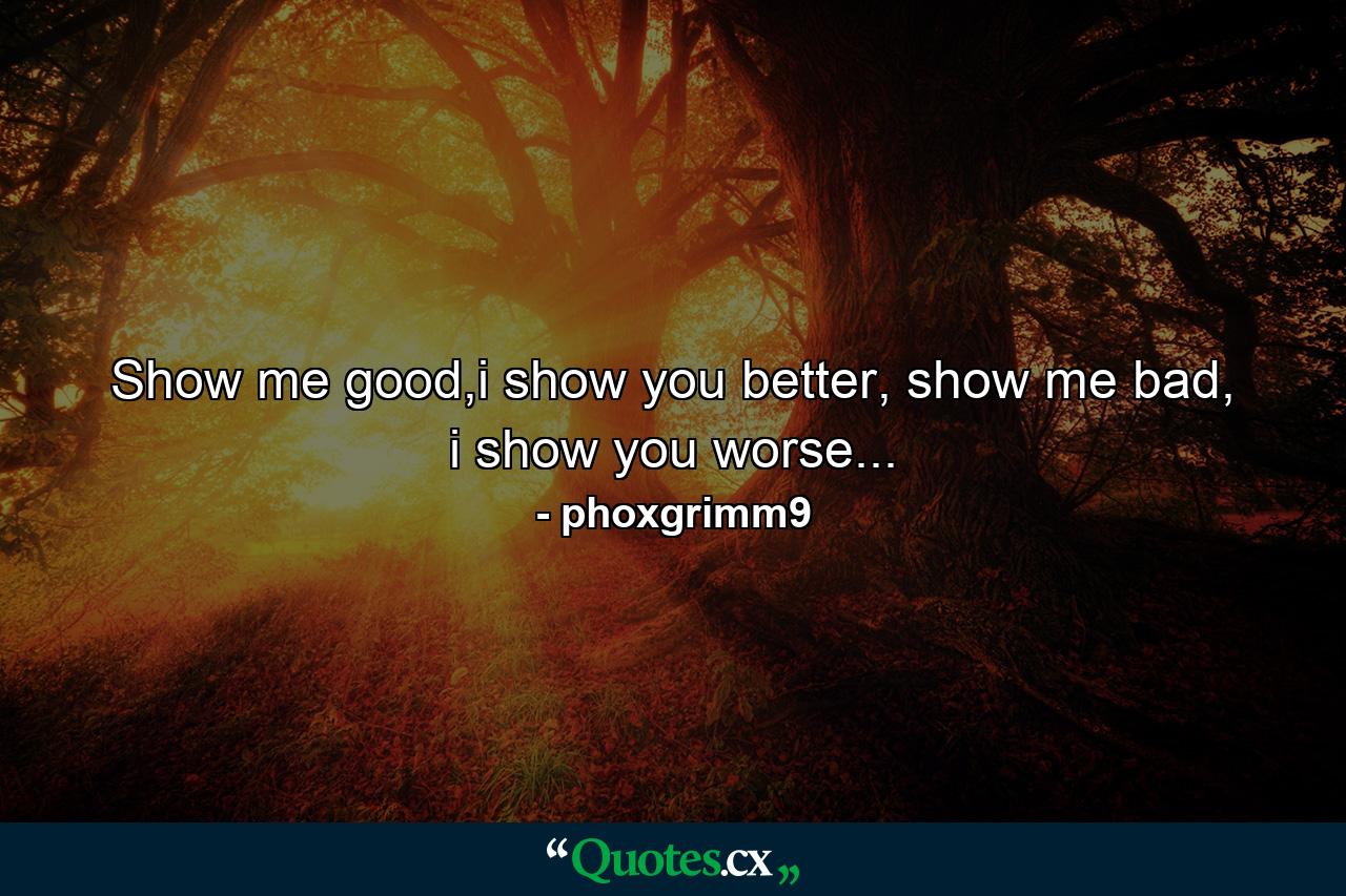 Show me good,i show you better, show me bad, i show you worse... - Quote by phoxgrimm9