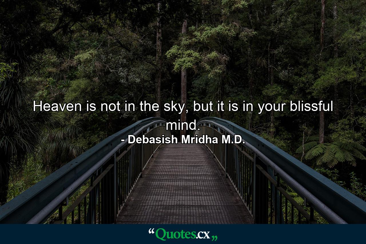 Heaven is not in the sky, but it is in your blissful mind. - Quote by Debasish Mridha M.D.