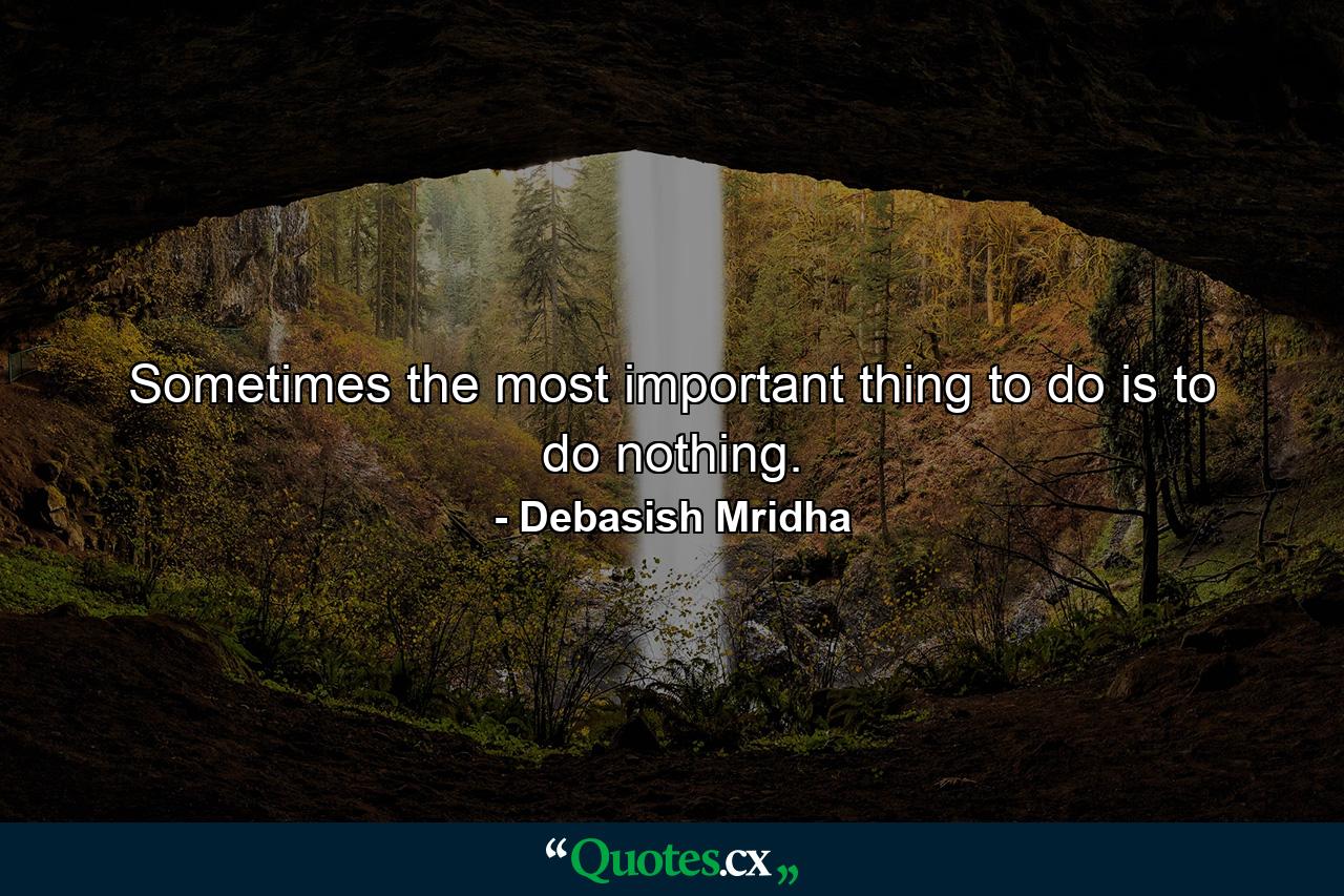 Sometimes the most important thing to do is to do nothing. - Quote by Debasish Mridha