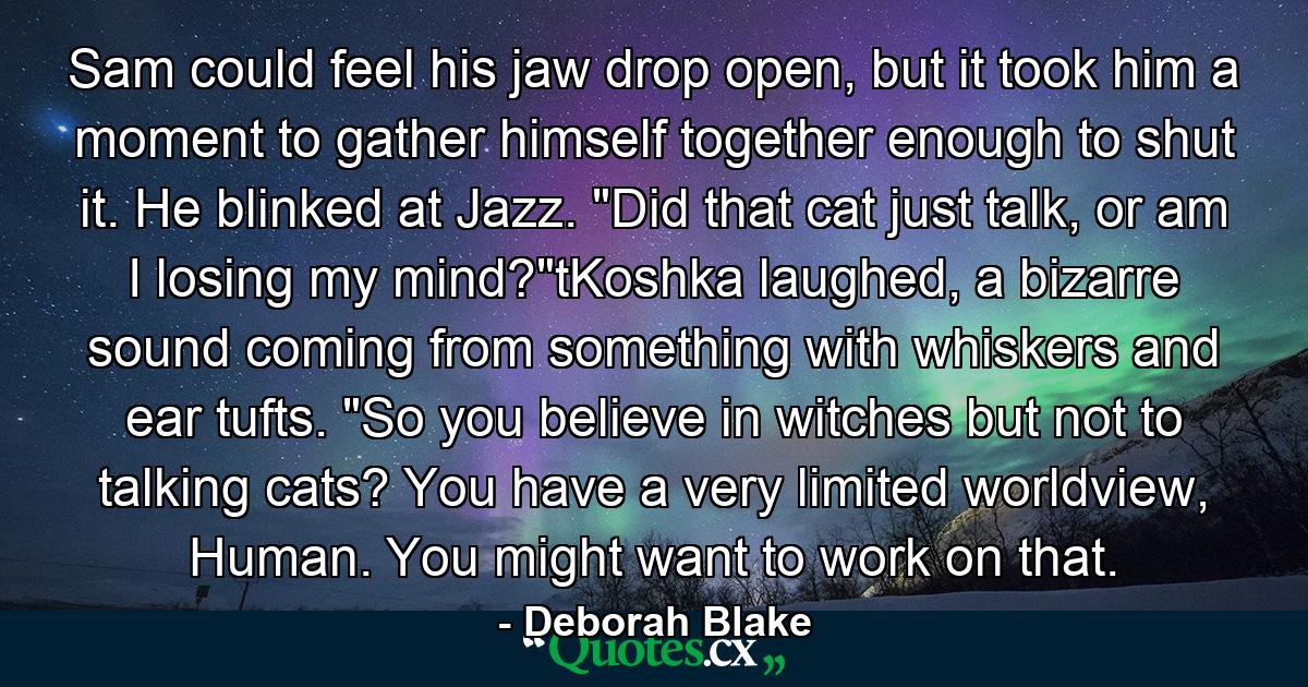 Sam could feel his jaw drop open, but it took him a moment to gather himself together enough to shut it. He blinked at Jazz. 