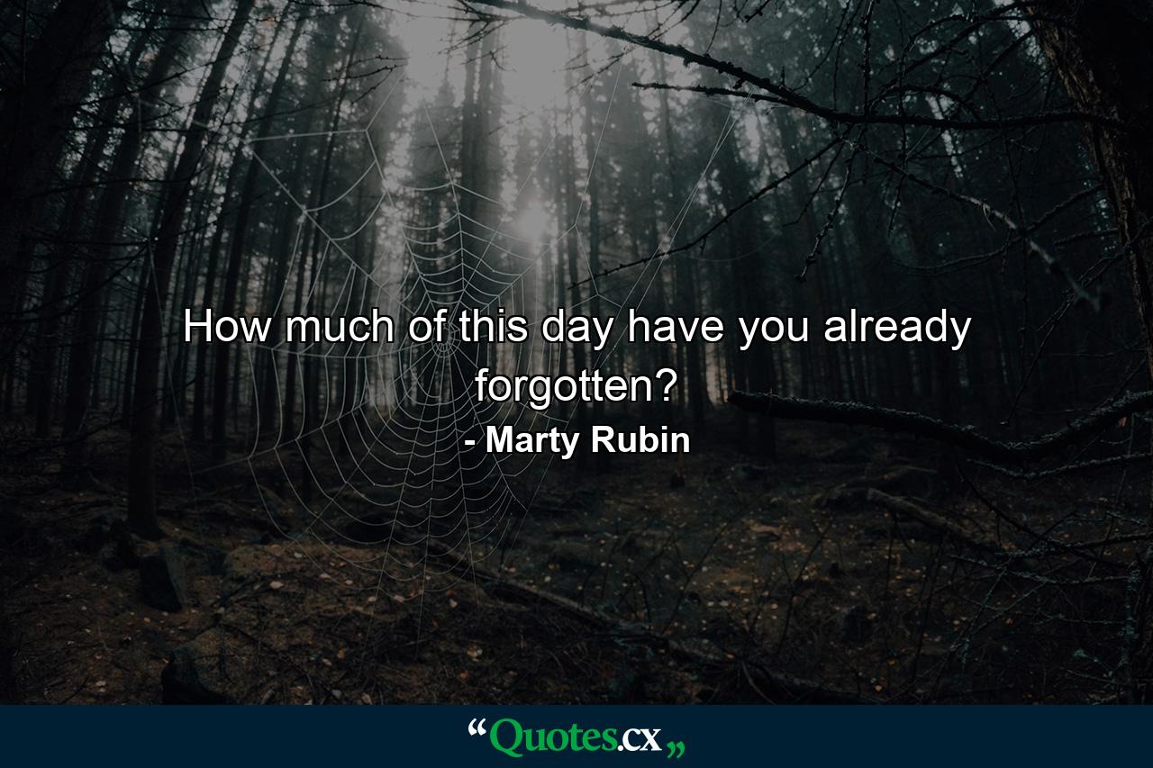 How much of this day have you already forgotten? - Quote by Marty Rubin