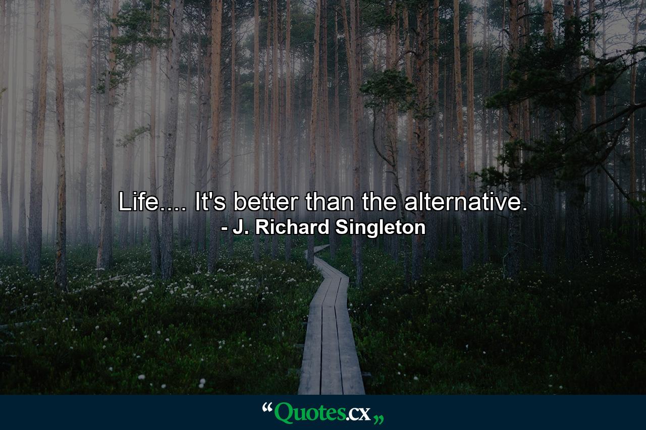 Life.... It's better than the alternative. - Quote by J. Richard Singleton