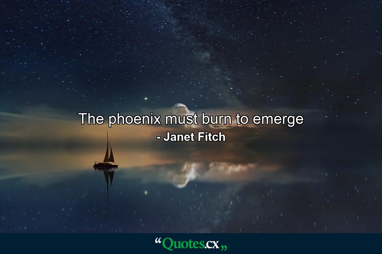 The phoenix must burn to emerge - Quote by Janet Fitch