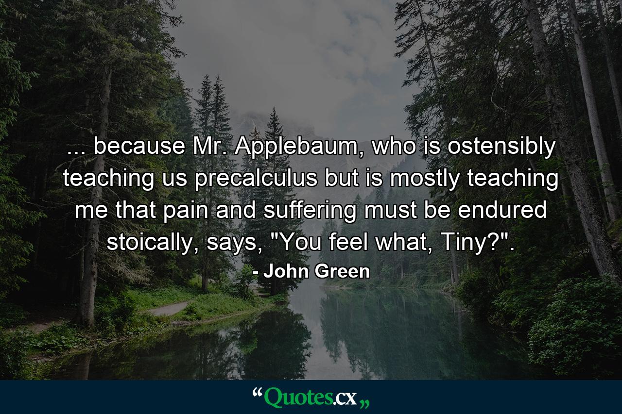 ... because Mr. Applebaum, who is ostensibly teaching us precalculus but is mostly teaching me that pain and suffering must be endured stoically, says, 