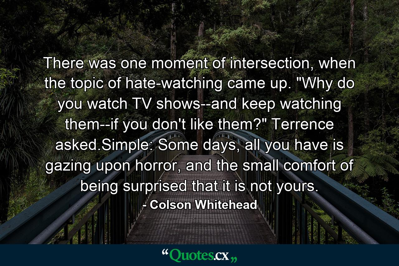 There was one moment of intersection, when the topic of hate-watching came up. 