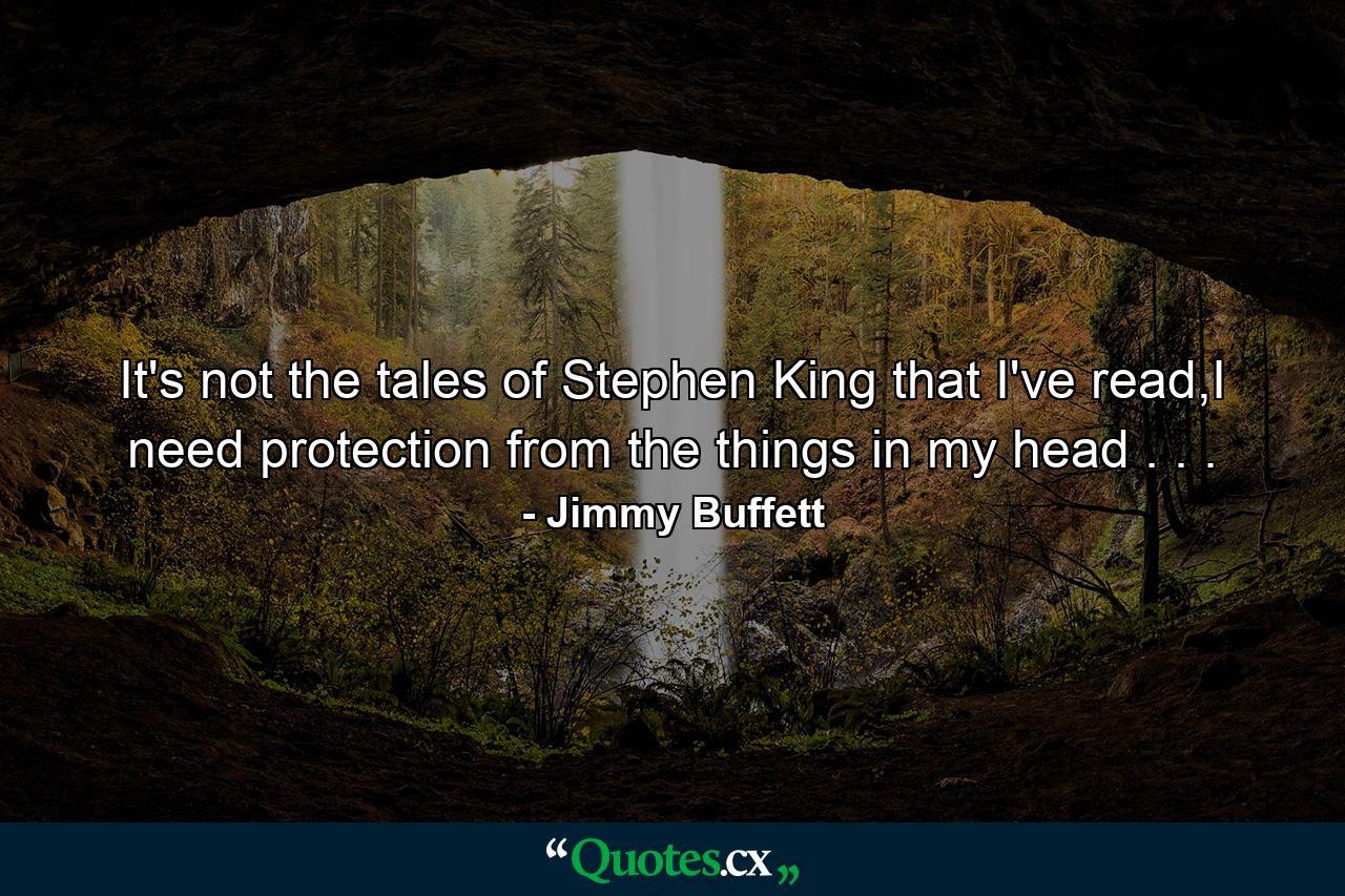 It's not the tales of Stephen King that I've read,I need protection from the things in my head . . . - Quote by Jimmy Buffett