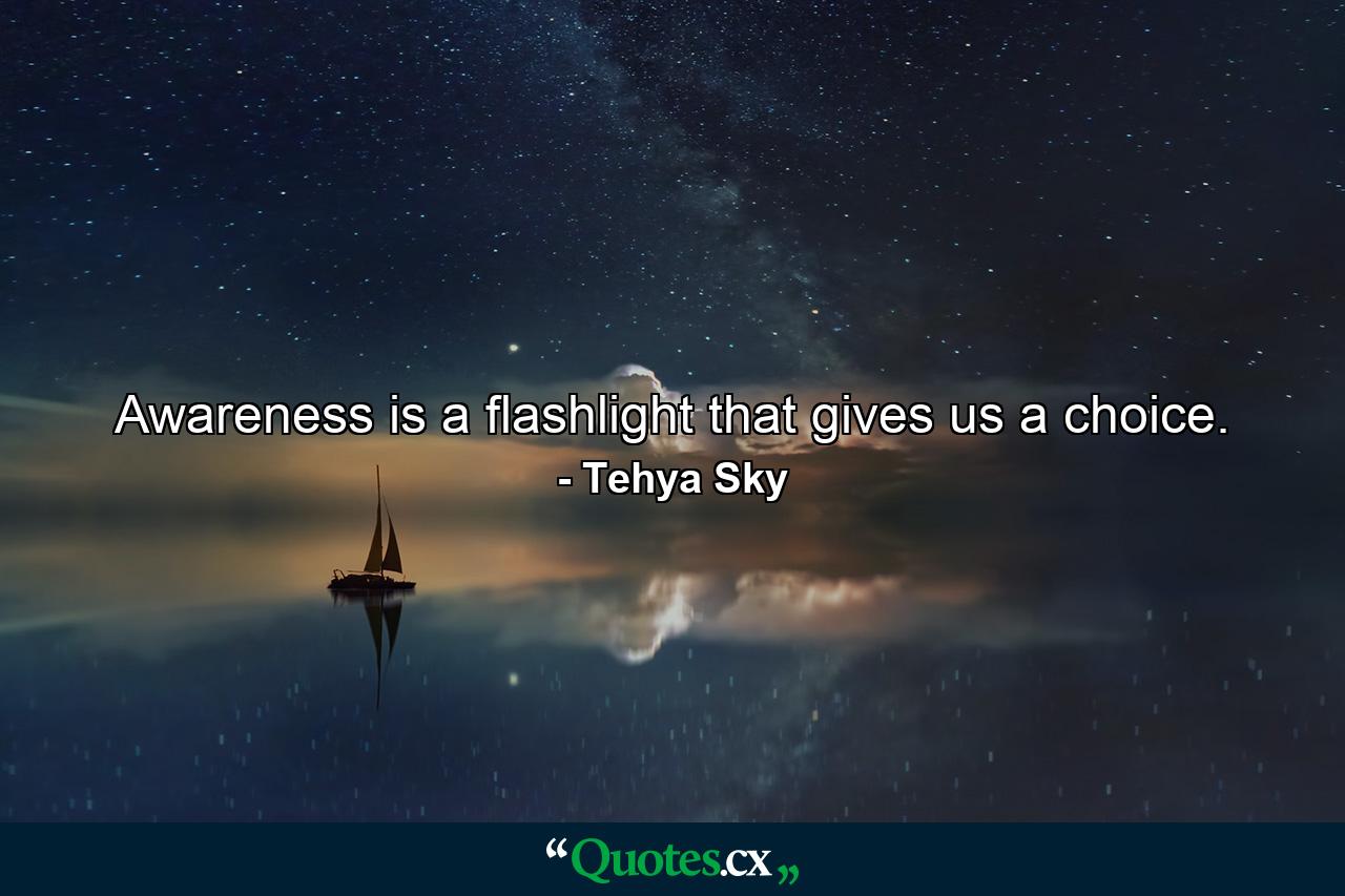 Awareness is a flashlight that gives us a choice. - Quote by Tehya Sky