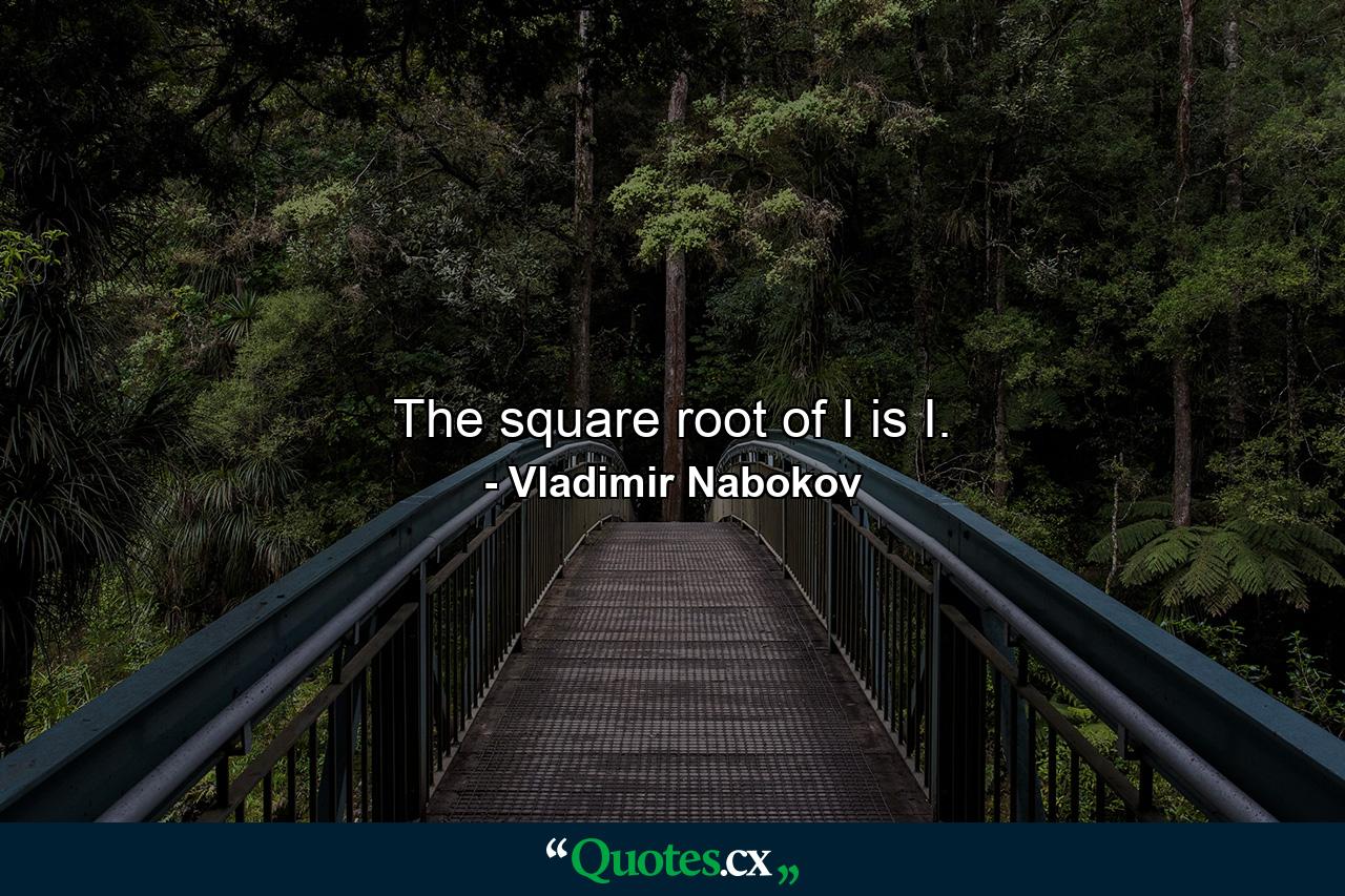 The square root of I is I. - Quote by Vladimir Nabokov