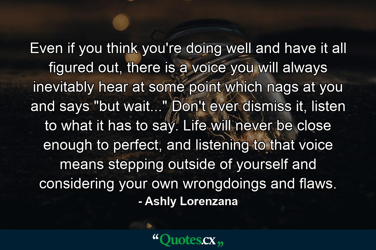 Even if you think you're doing well and have it all figured out, there is a voice you will always inevitably hear at some point which nags at you and says 