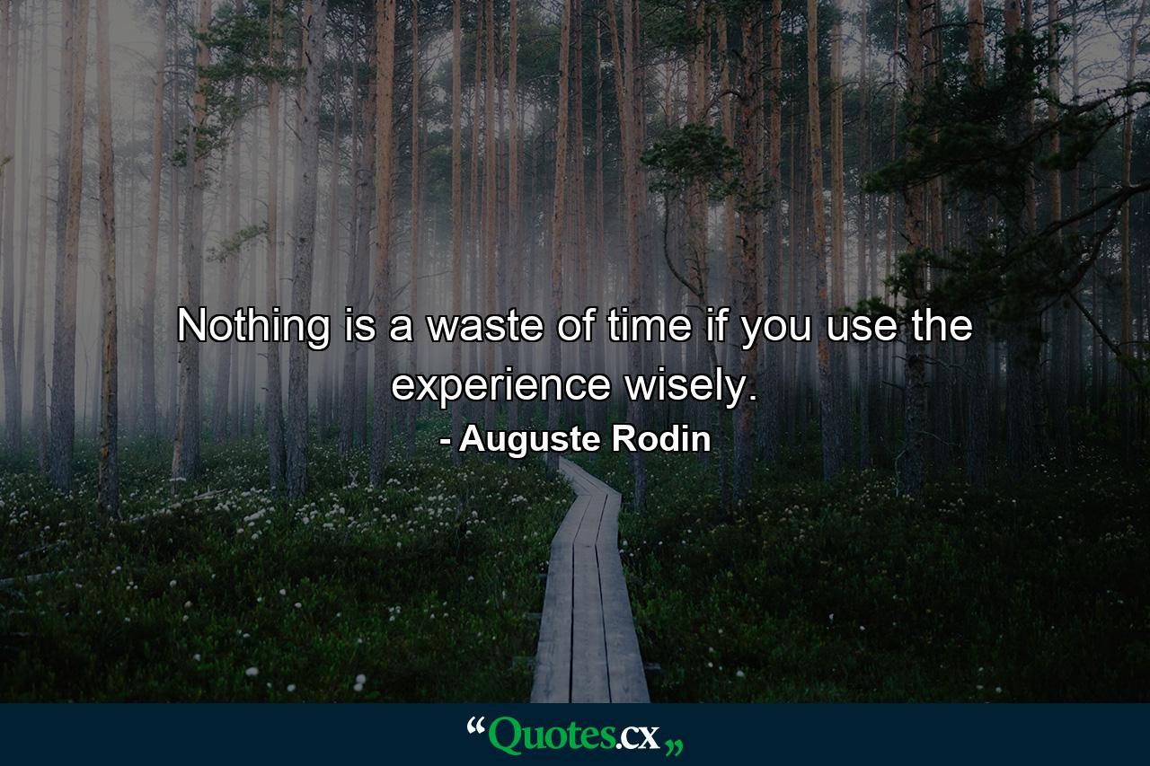 Nothing is a waste of time if you use the experience wisely. - Quote by Auguste Rodin