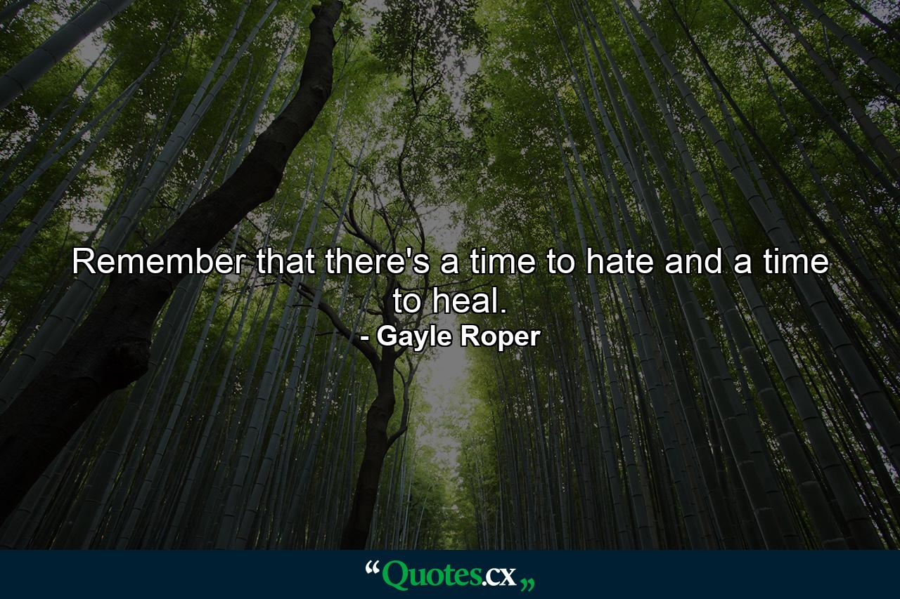 Remember that there's a time to hate and a time to heal. - Quote by Gayle Roper