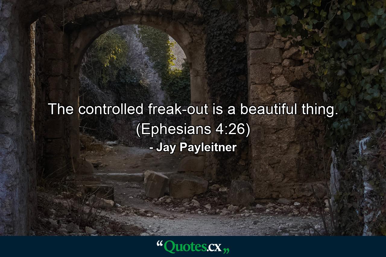 The controlled freak-out is a beautiful thing. (Ephesians 4:26) - Quote by Jay Payleitner