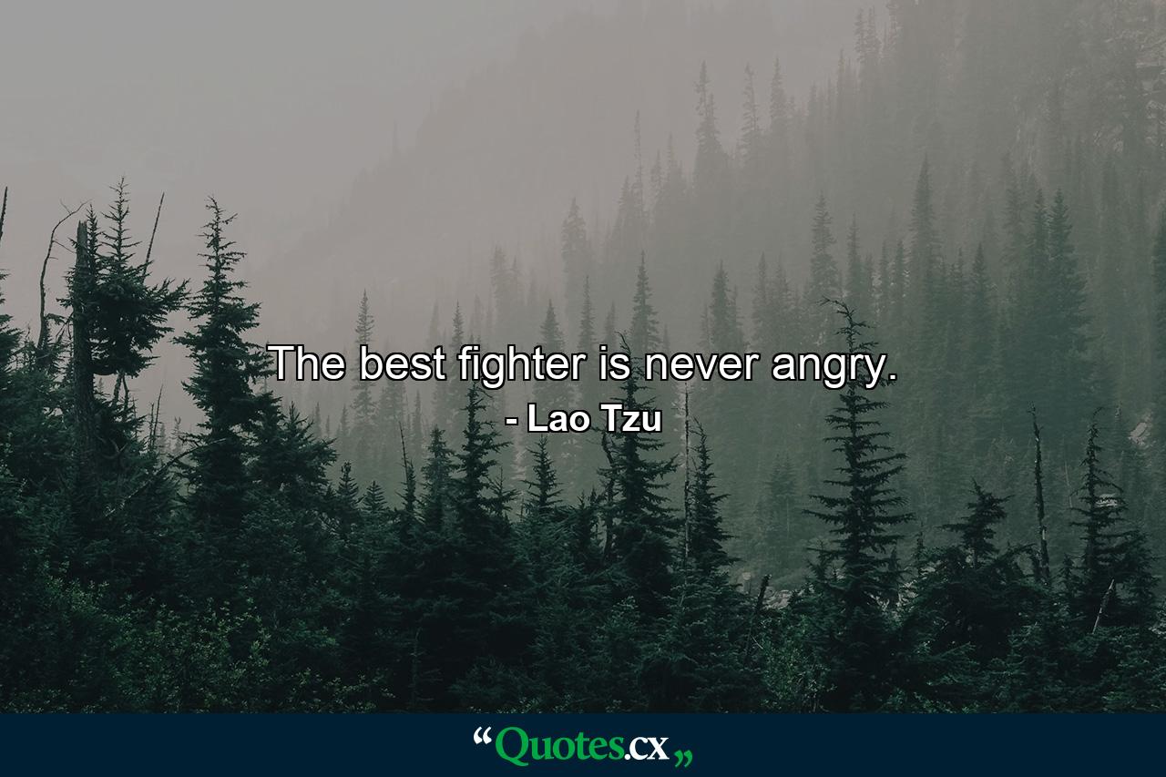 The best fighter is never angry. - Quote by Lao Tzu