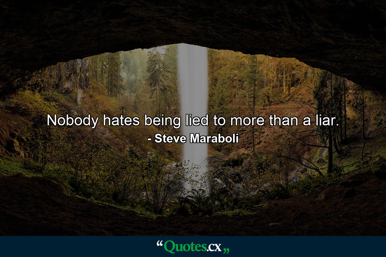 Nobody hates being lied to more than a liar. - Quote by Steve Maraboli