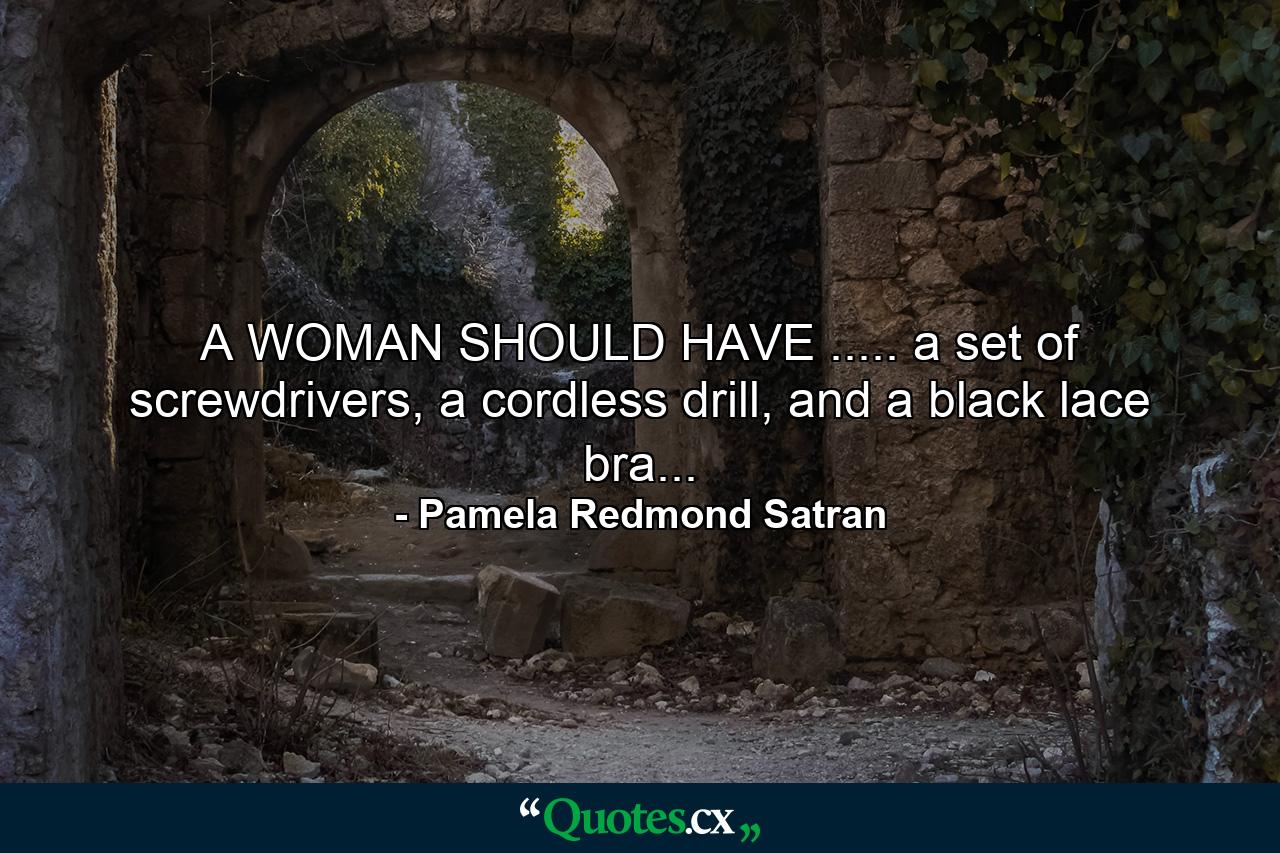 A WOMAN SHOULD HAVE ..... a set of screwdrivers, a cordless drill, and a black lace bra... - Quote by Pamela Redmond Satran