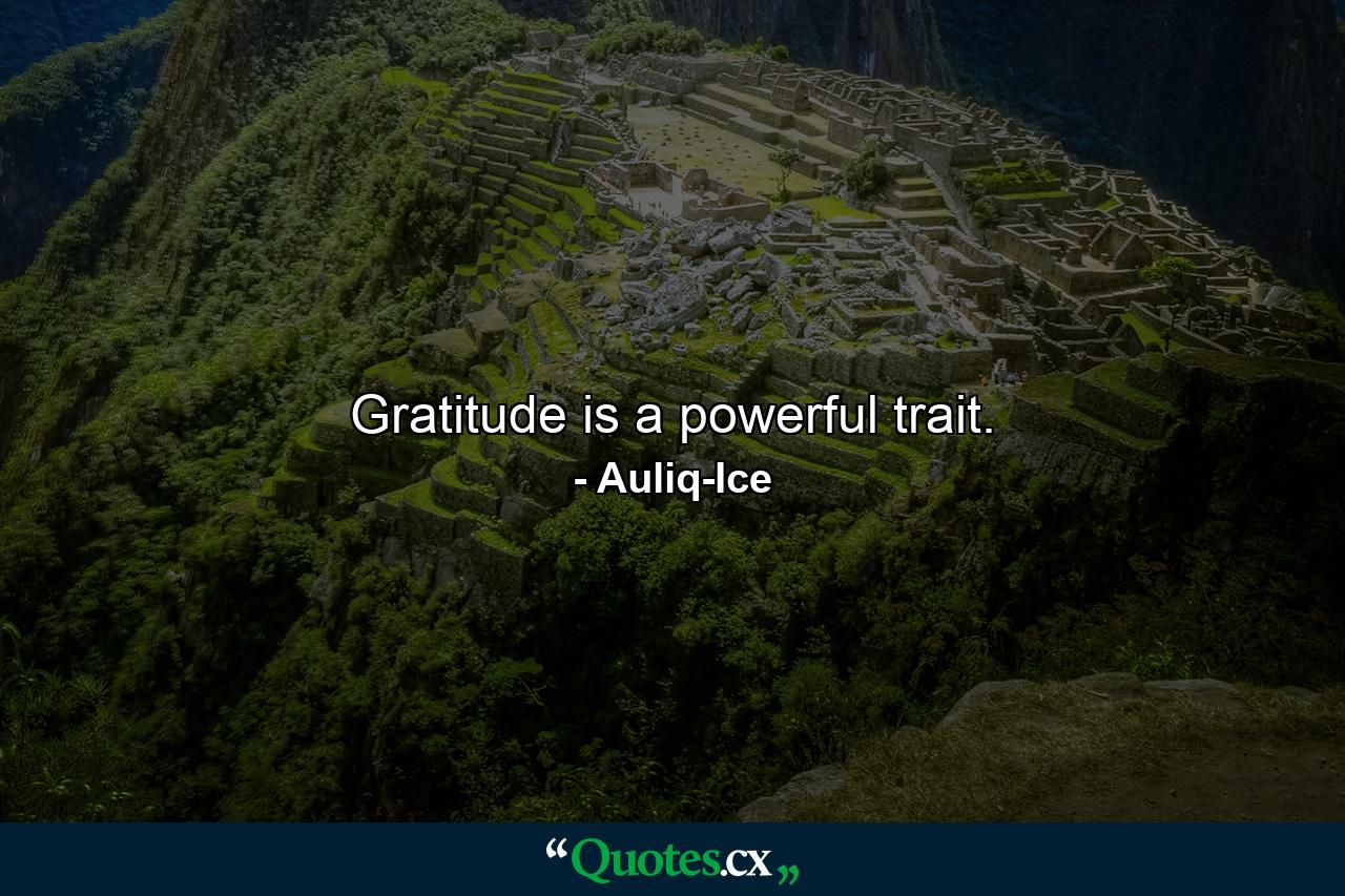 Gratitude is a powerful trait. - Quote by Auliq-Ice