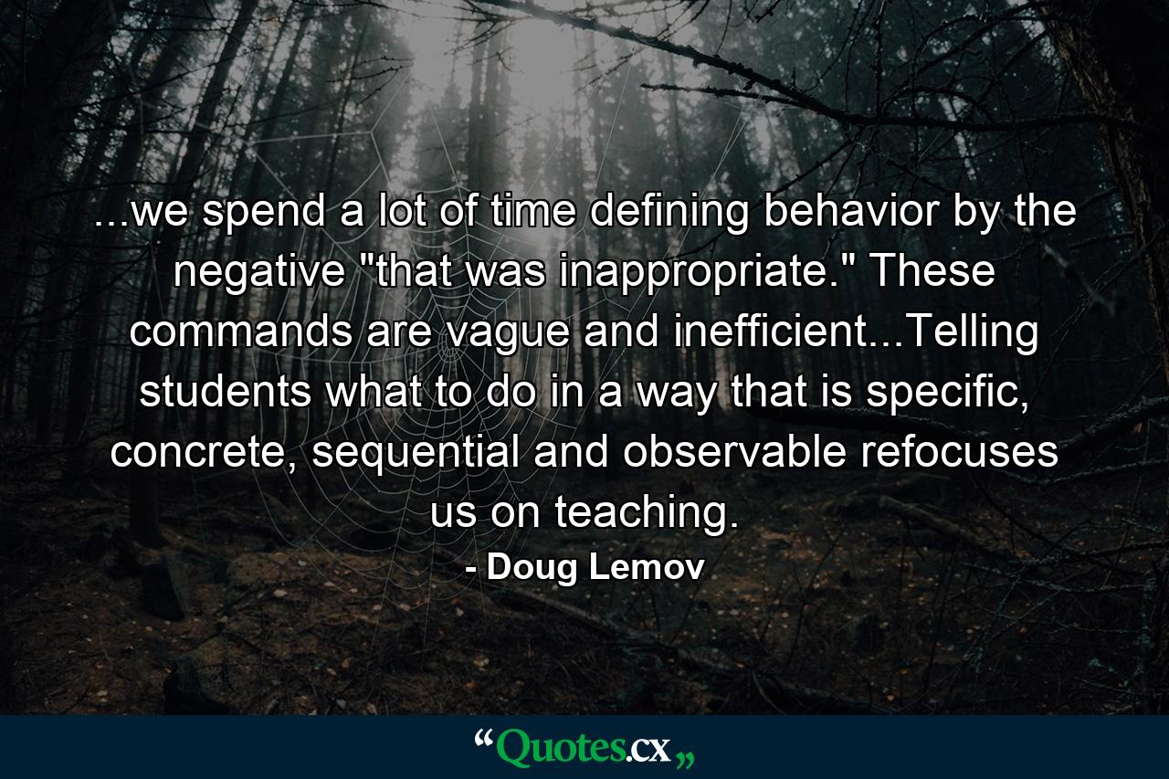 ...we spend a lot of time defining behavior by the negative 