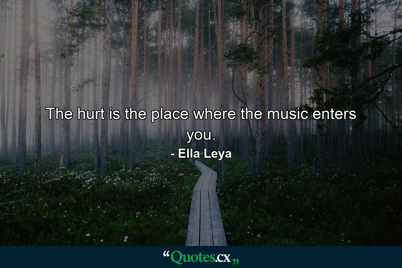 The hurt is the place where the music enters you. - Quote by Ella Leya