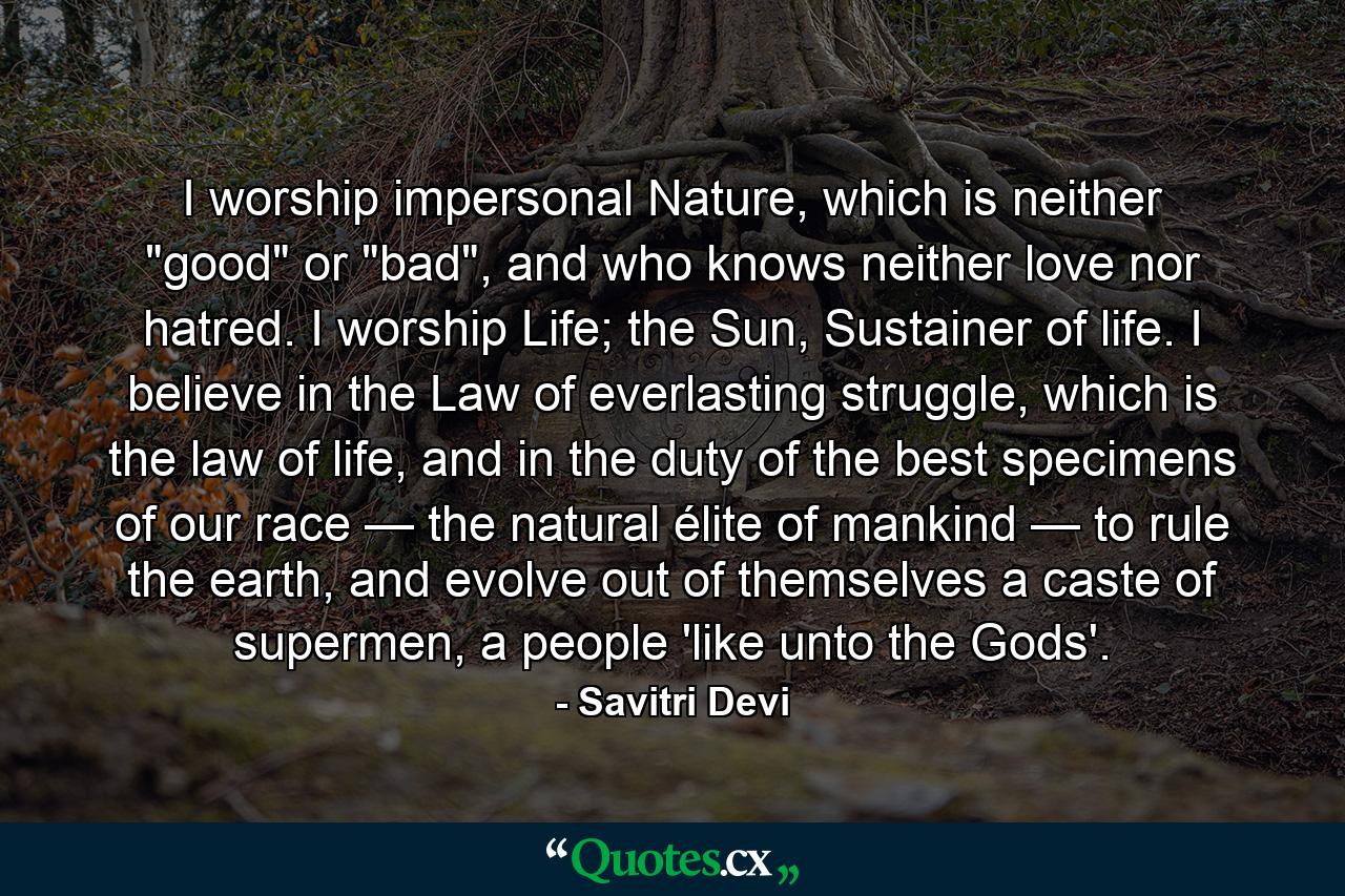 I worship impersonal Nature, which is neither 