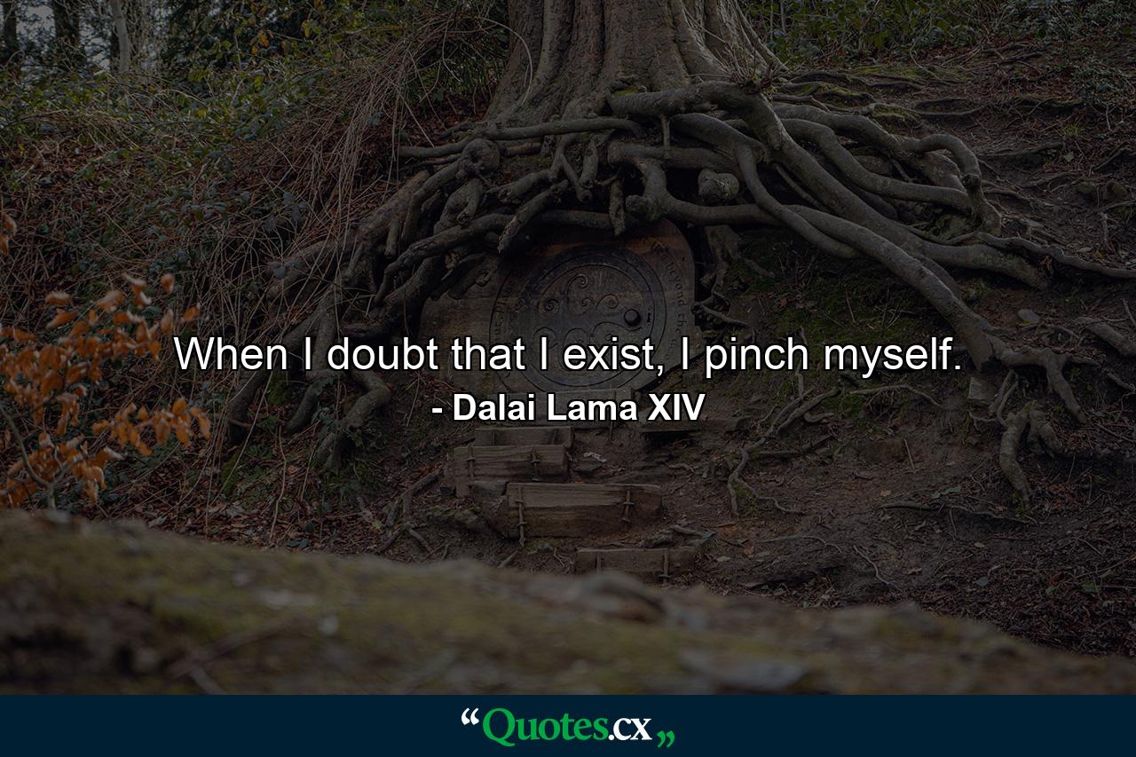 When I doubt that I exist, I pinch myself. - Quote by Dalai Lama XIV