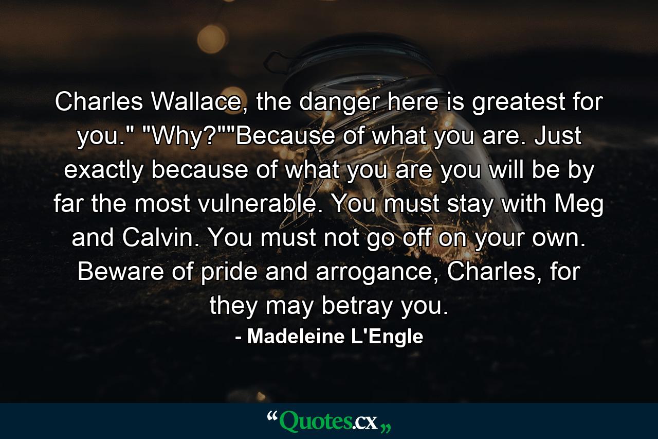 Charles Wallace, the danger here is greatest for you.