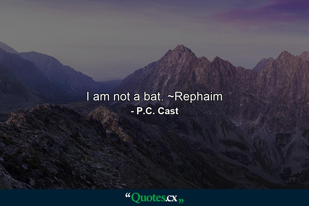 I am not a bat. ~Rephaim - Quote by P.C. Cast