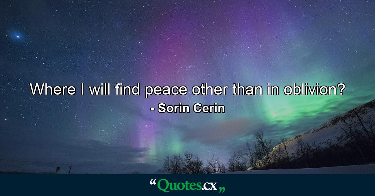 Where I will find peace other than in oblivion? - Quote by Sorin Cerin