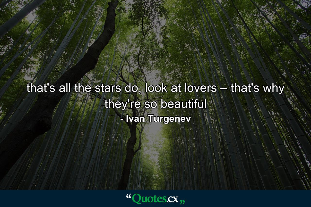 that's all the stars do, look at lovers – that's why they're so beautiful - Quote by Ivan Turgenev