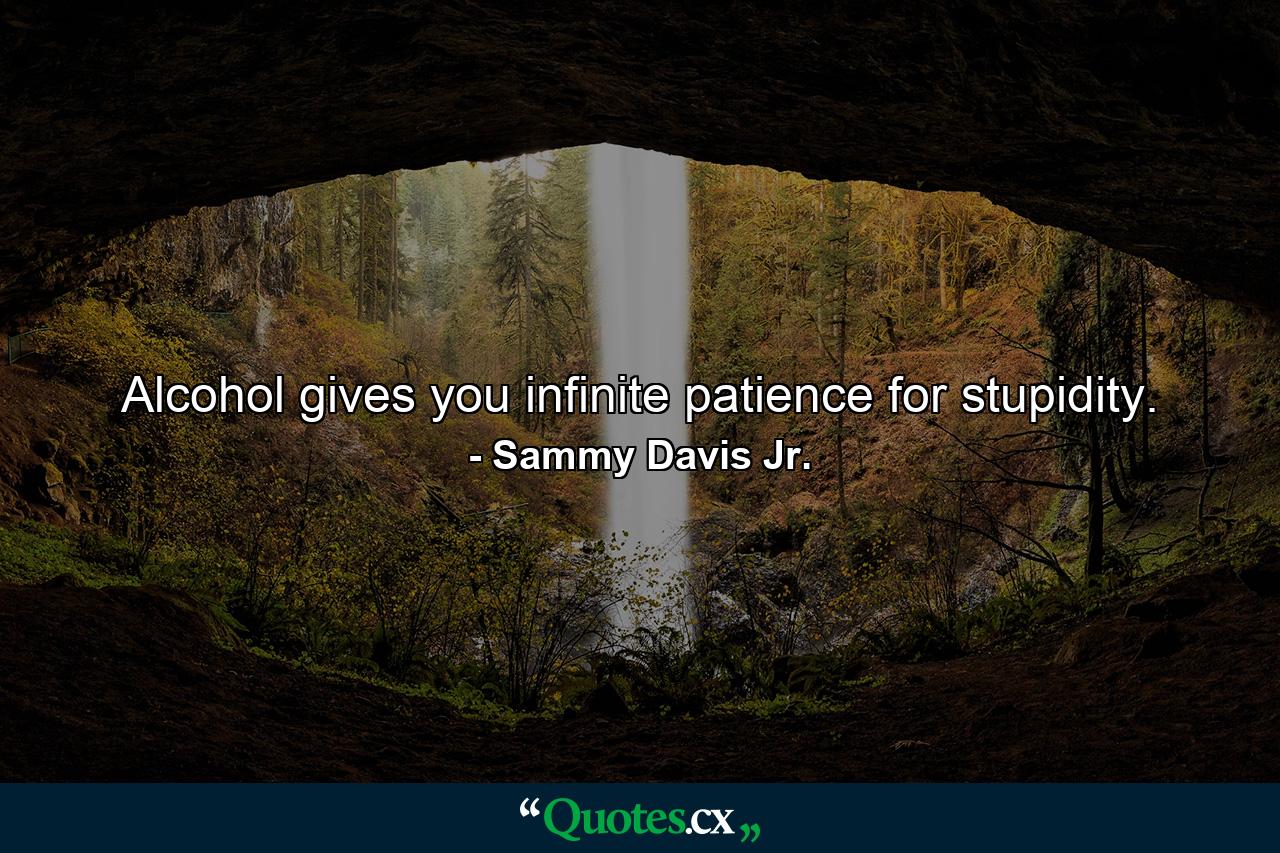 Alcohol gives you infinite patience for stupidity. - Quote by Sammy Davis Jr.