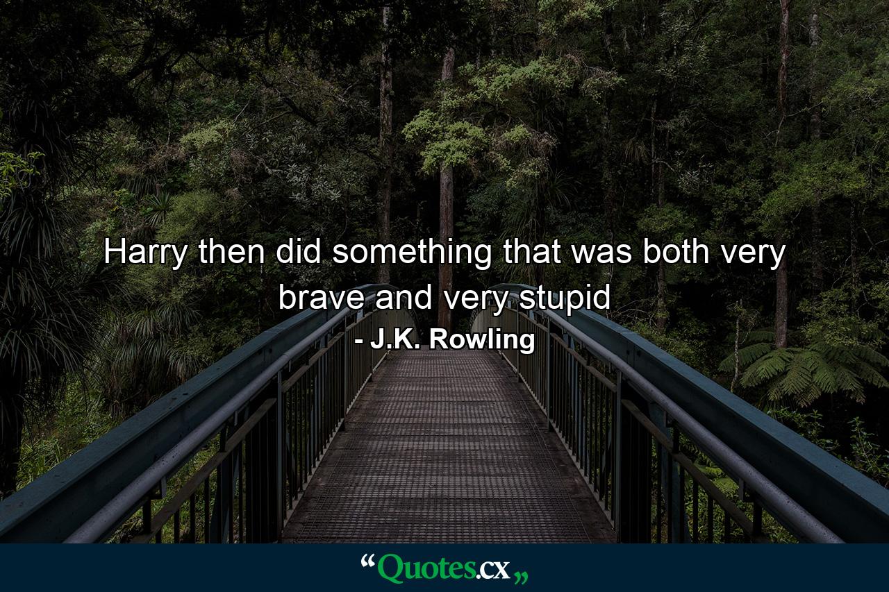 Harry then did something that was both very brave and very stupid - Quote by J.K. Rowling