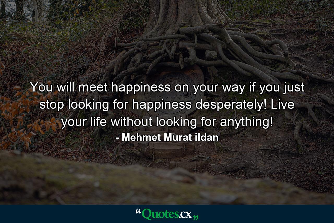 You will meet happiness on your way if you just stop looking for happiness desperately! Live your life without looking for anything! - Quote by Mehmet Murat ildan