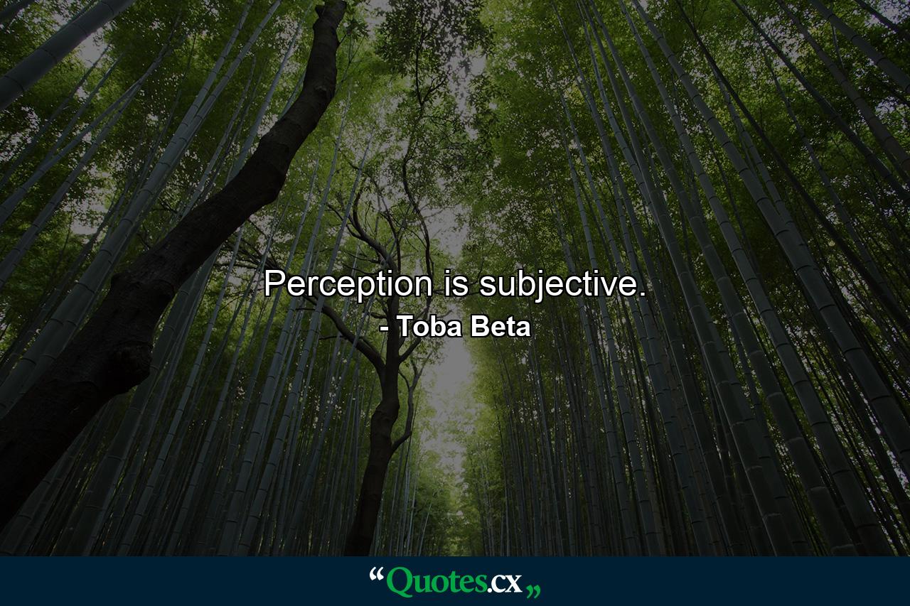 Perception is subjective. - Quote by Toba Beta