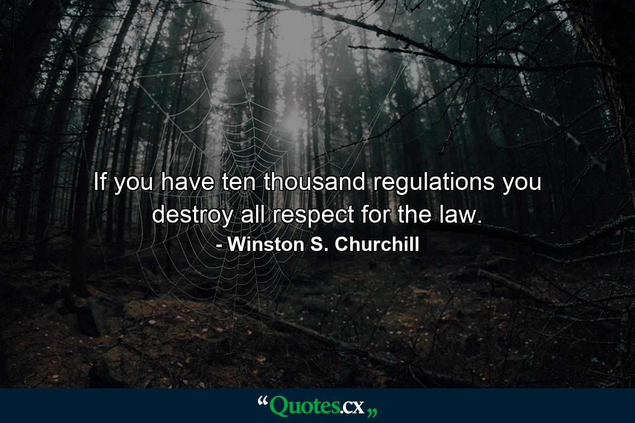 If you have ten thousand regulations you destroy all respect for the law. - Quote by Winston S. Churchill