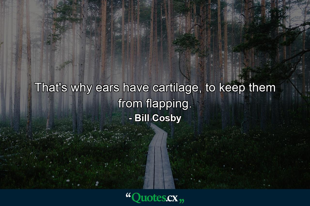 That's why ears have cartilage, to keep them from flapping. - Quote by Bill Cosby