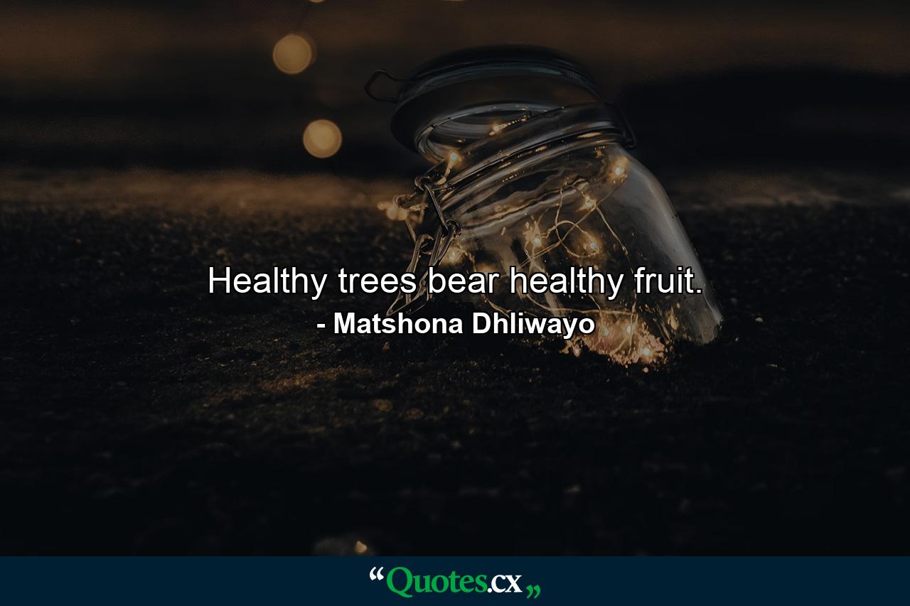 Healthy trees bear healthy fruit. - Quote by Matshona Dhliwayo