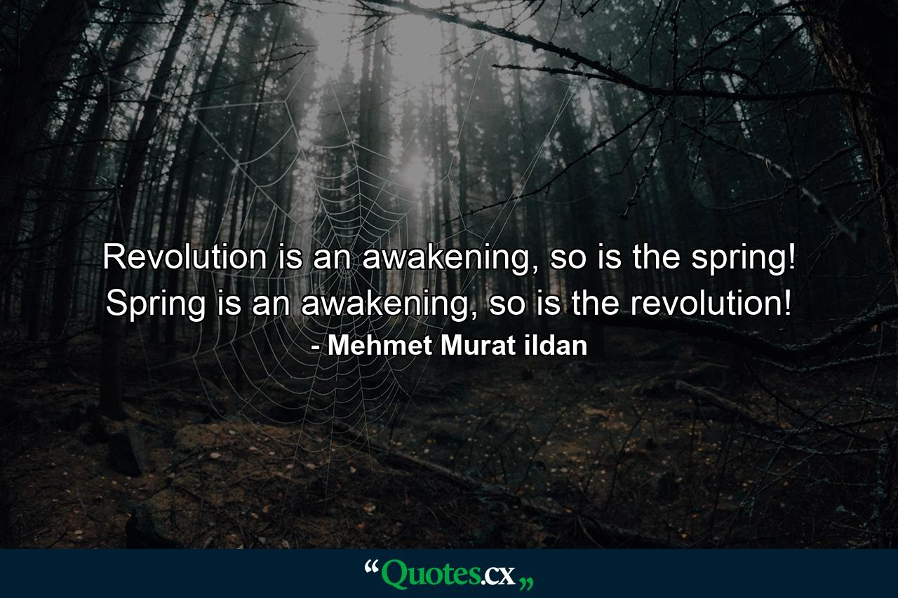 Revolution is an awakening, so is the spring! Spring is an awakening, so is the revolution! - Quote by Mehmet Murat ildan