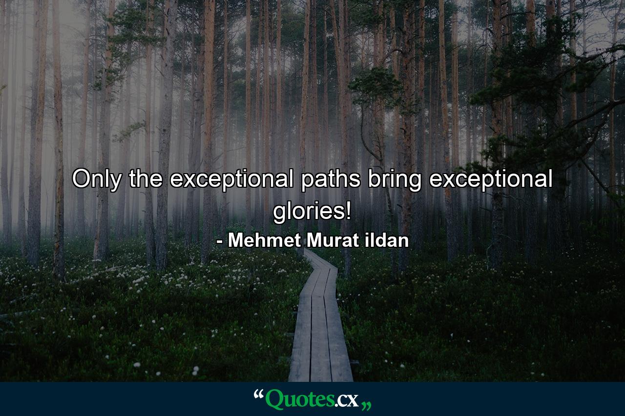 Only the exceptional paths bring exceptional glories! - Quote by Mehmet Murat ildan