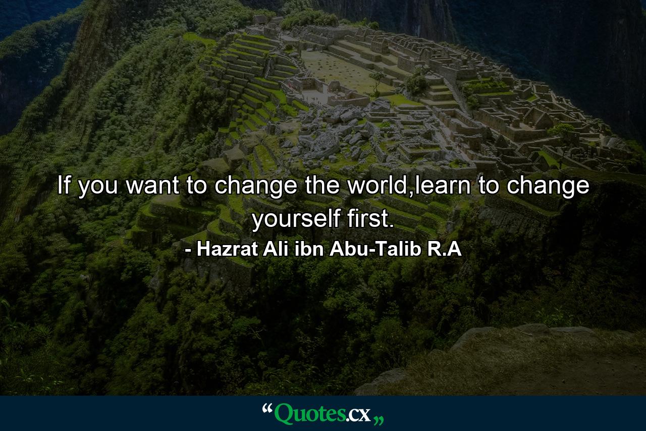 If you want to change the world,learn to change yourself first. - Quote by Hazrat Ali ibn Abu-Talib R.A