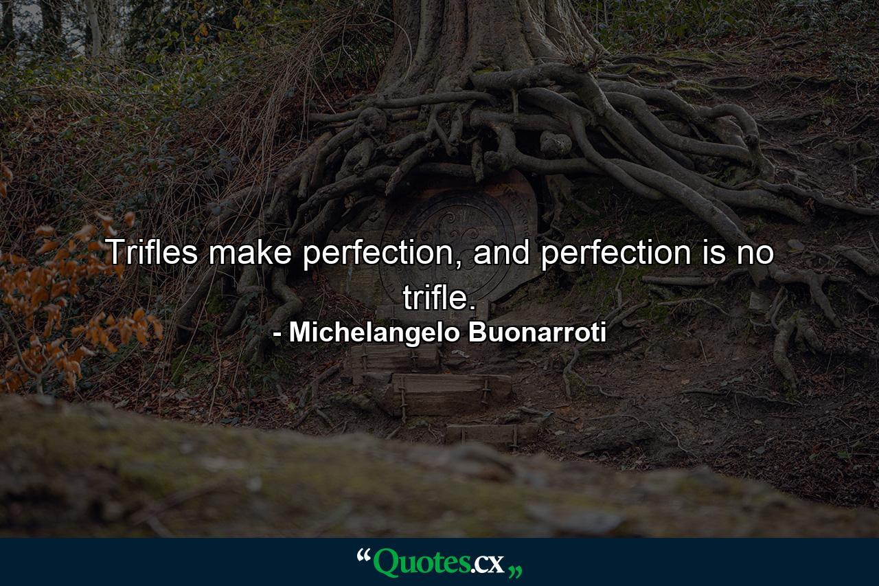 Trifles make perfection, and perfection is no trifle. - Quote by Michelangelo Buonarroti