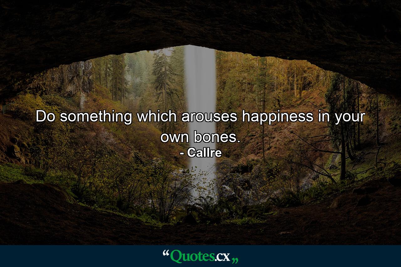 Do something which arouses happiness in your own bones. - Quote by Callre