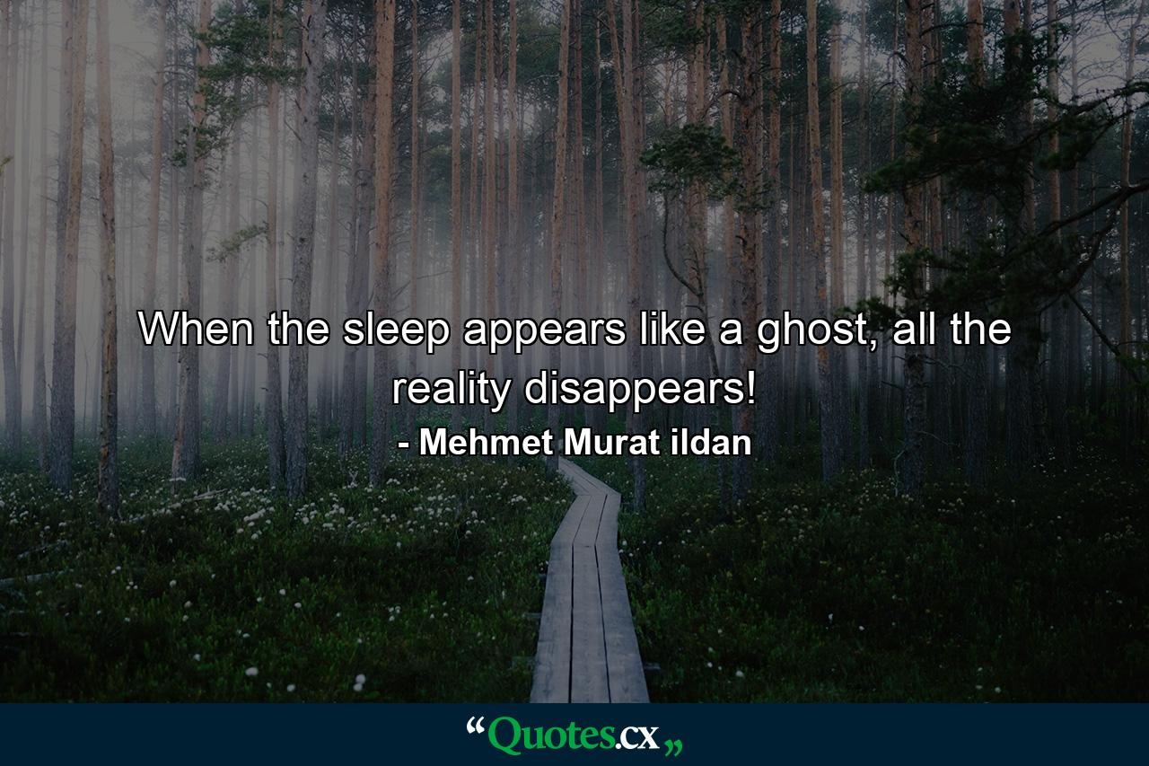 When the sleep appears like a ghost, all the reality disappears! - Quote by Mehmet Murat ildan