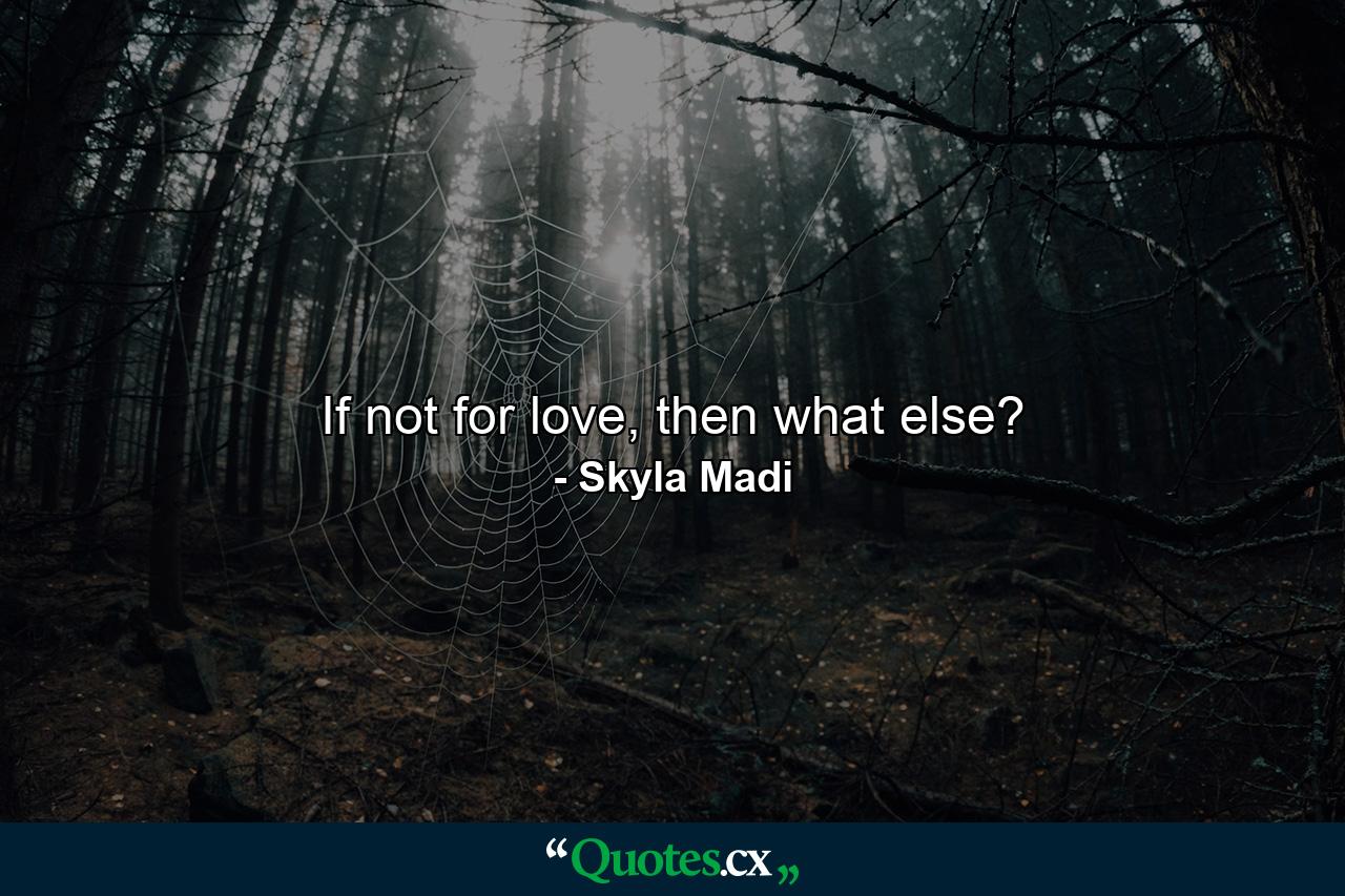 If not for love, then what else? - Quote by Skyla Madi