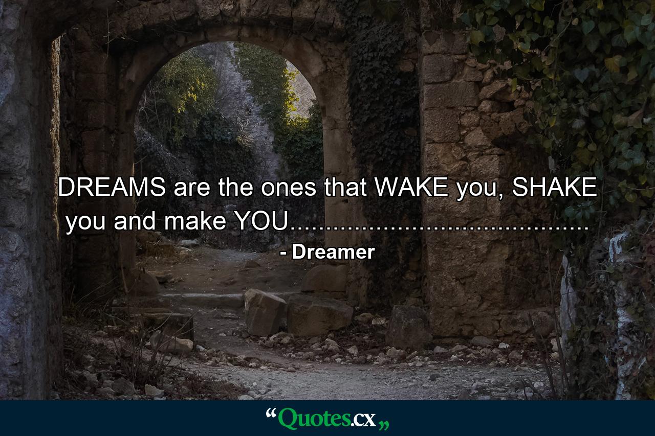 DREAMS are the ones that WAKE you, SHAKE you and make YOU.......................................... - Quote by Dreamer