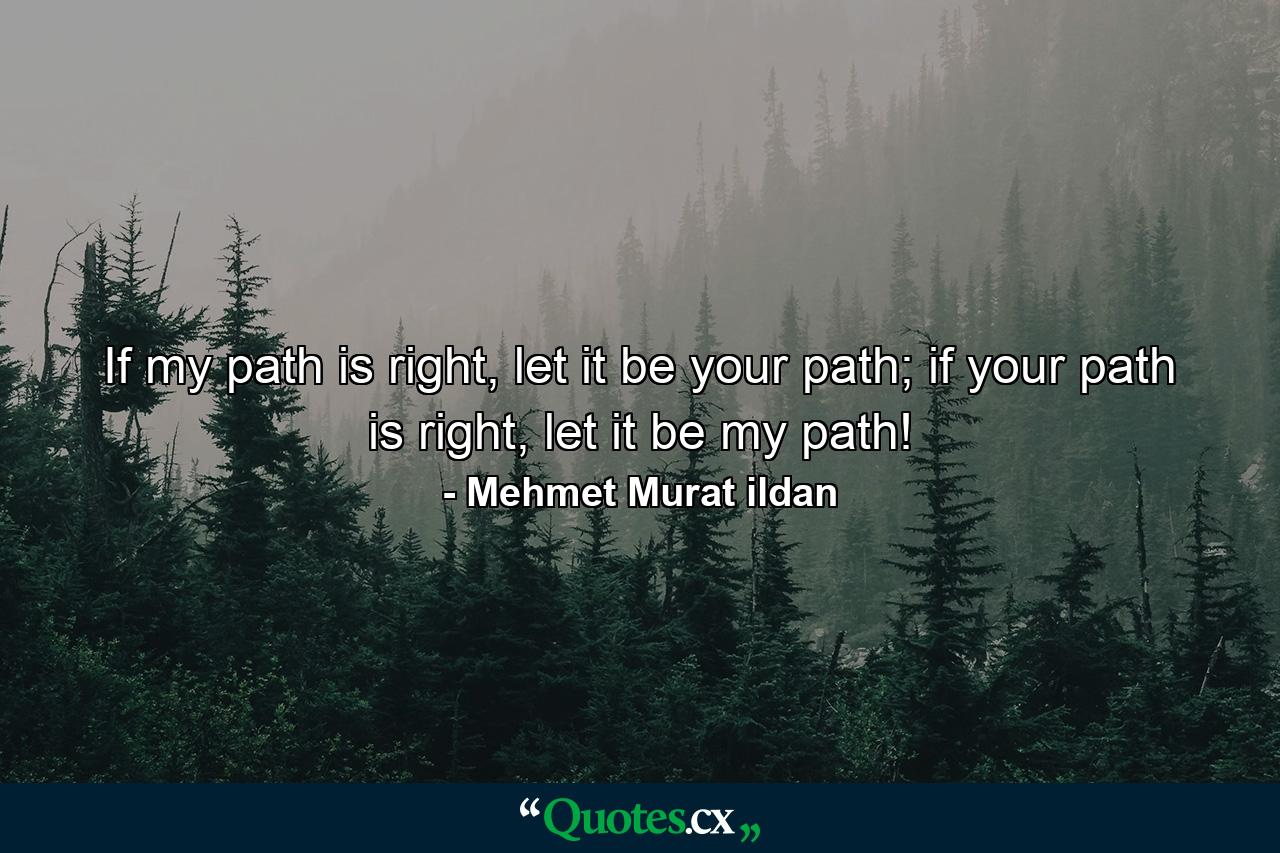 If my path is right, let it be your path; if your path is right, let it be my path! - Quote by Mehmet Murat ildan