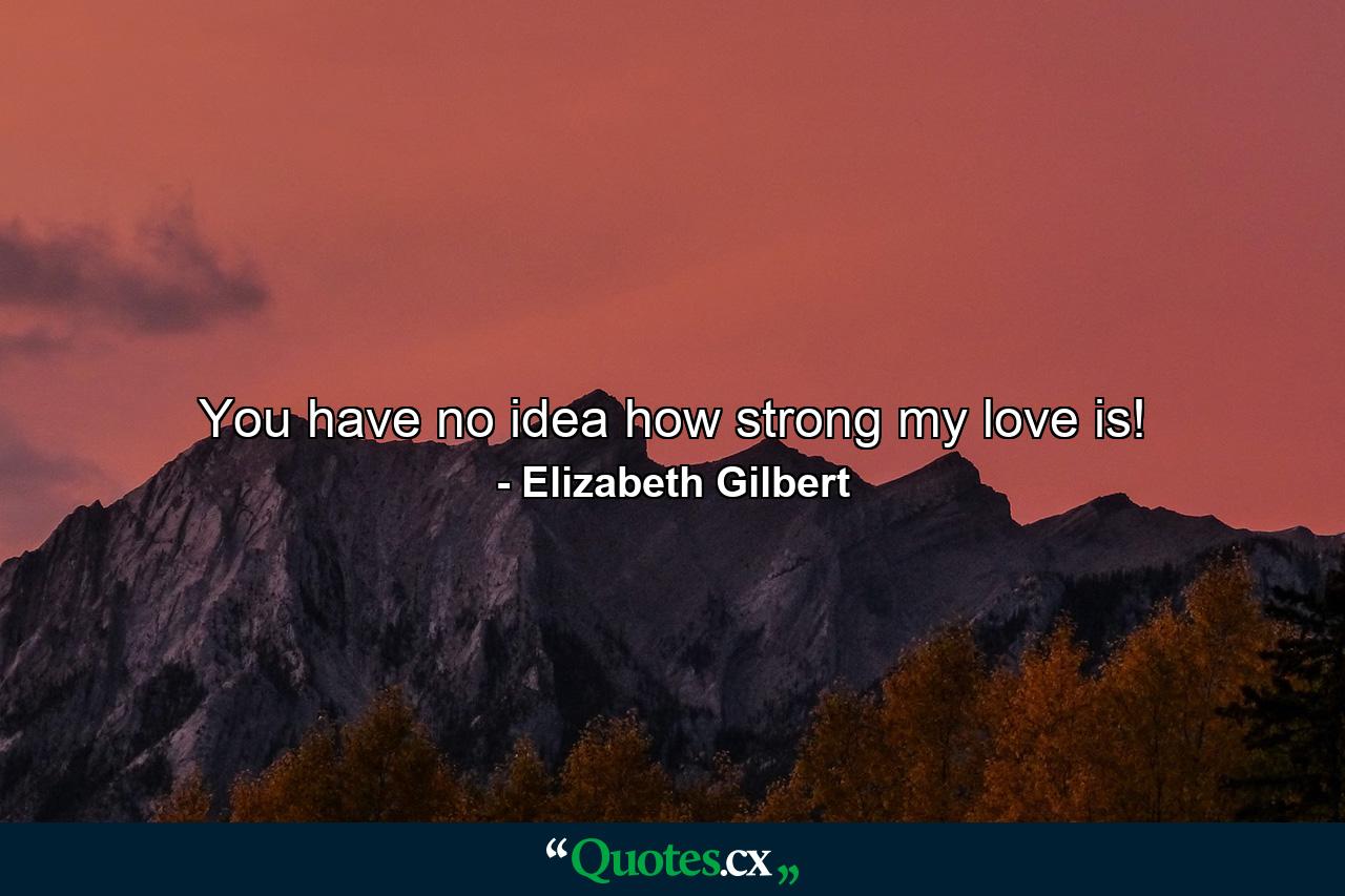 You have no idea how strong my love is! - Quote by Elizabeth Gilbert