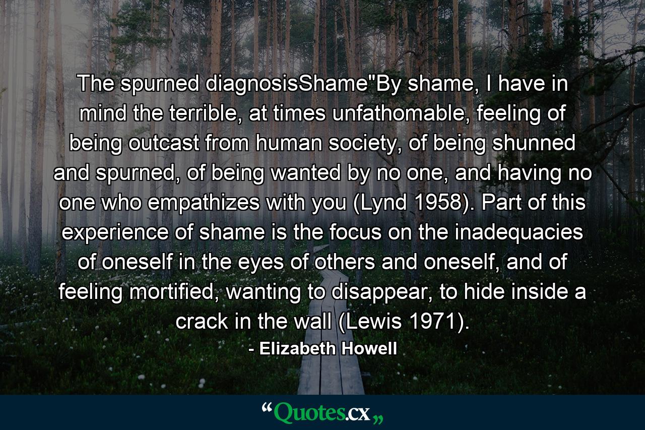 The spurned diagnosisShame