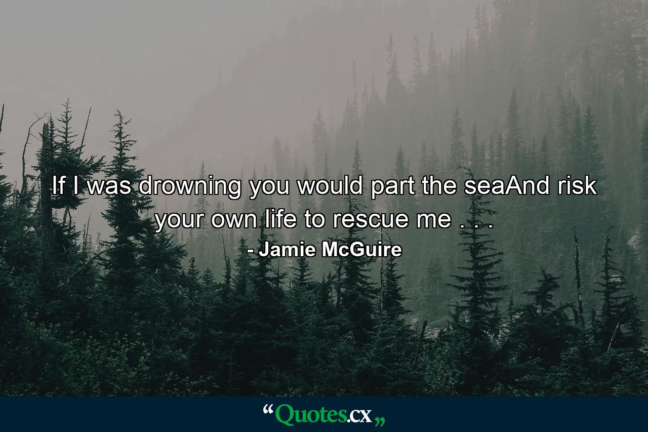 If I was drowning you would part the seaAnd risk your own life to rescue me . . . - Quote by Jamie McGuire