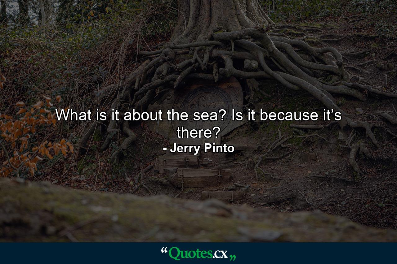 What is it about the sea? Is it because it’s there? - Quote by Jerry Pinto